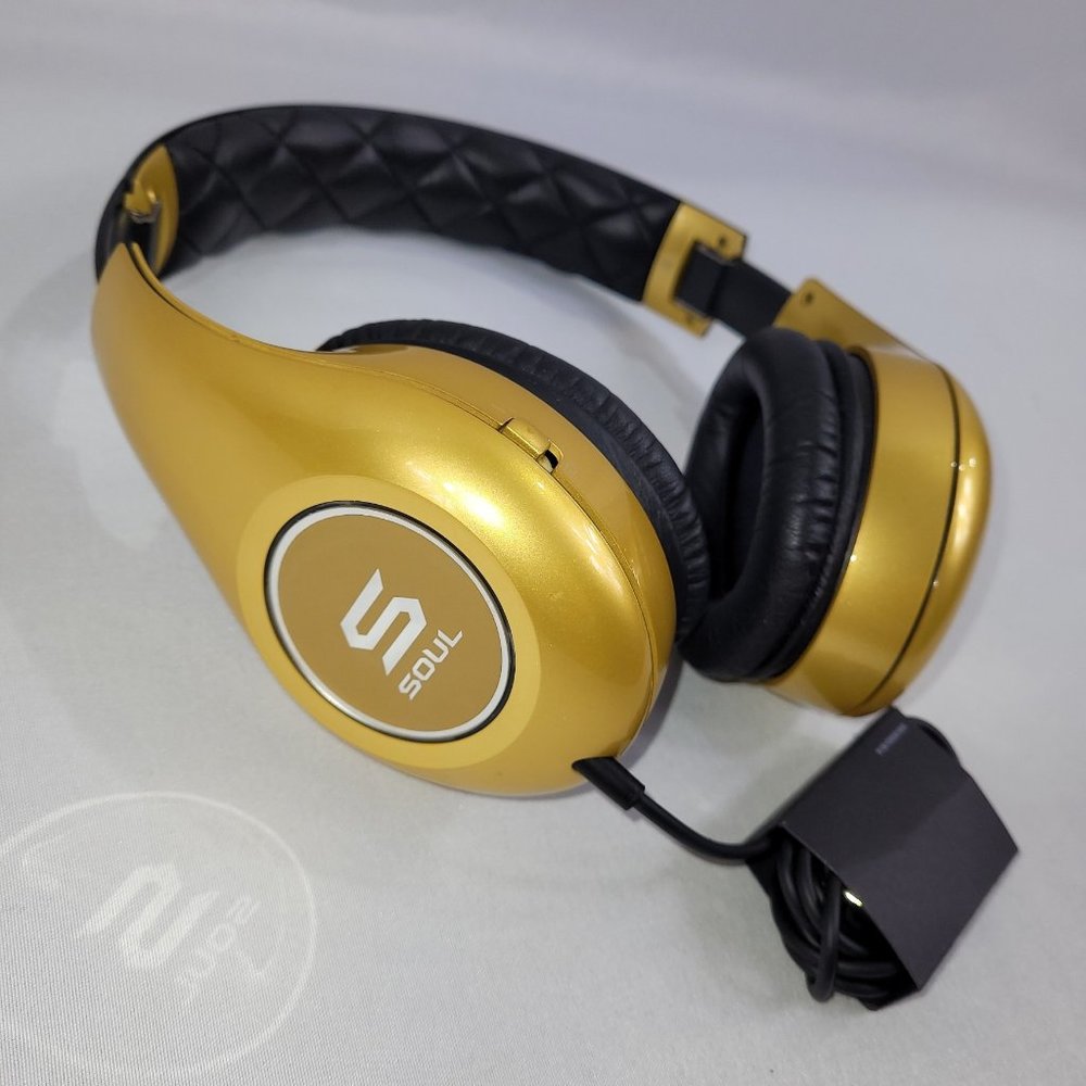 Headphones Soul by Ludacris SL300 Gold Earphones Stereo Studio Headset